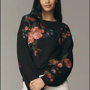 Pilcro Niki Bubble Sweatshirt Floral Women's Size Medium Anthropologie Boho